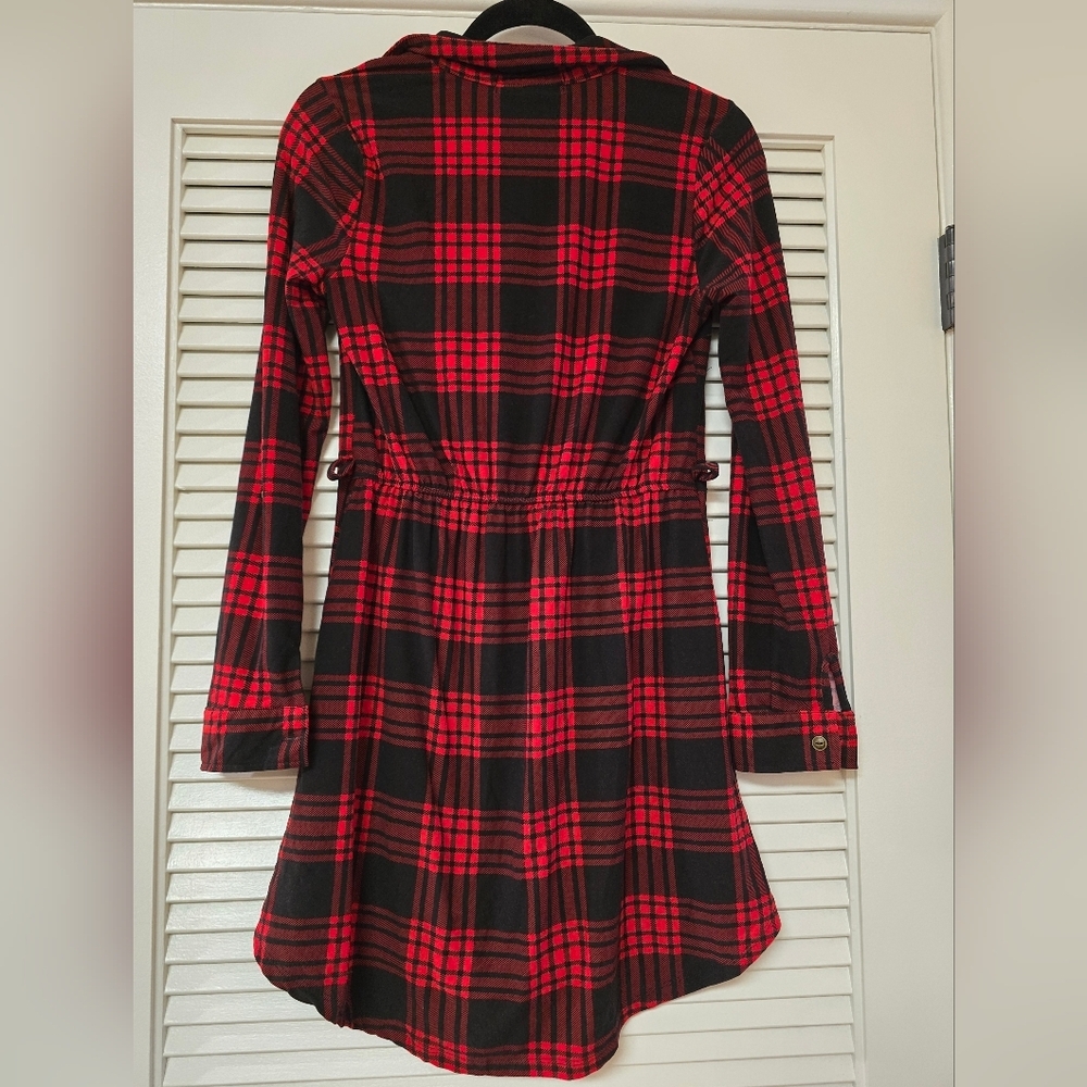Derek Heart - Red & Black Plaid Soft Lightweight Long-Sleeve Dress - Picture 2 of 4